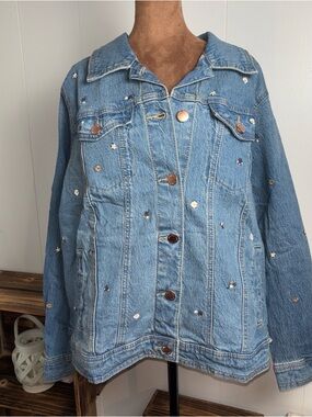 Universal Thread Floral Embroidered Denim Jacket  Size Women XL NWT